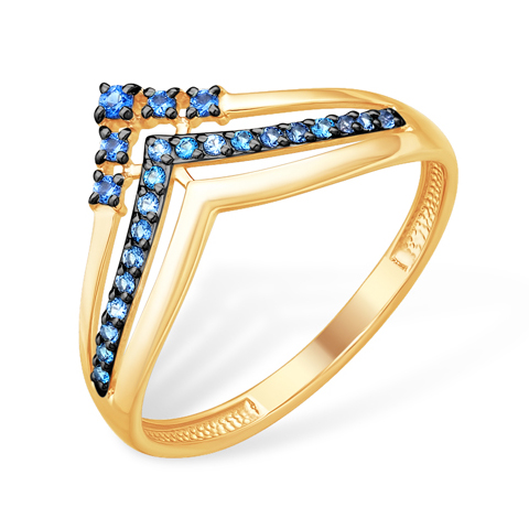 Кольцо из золота с синими фианитами