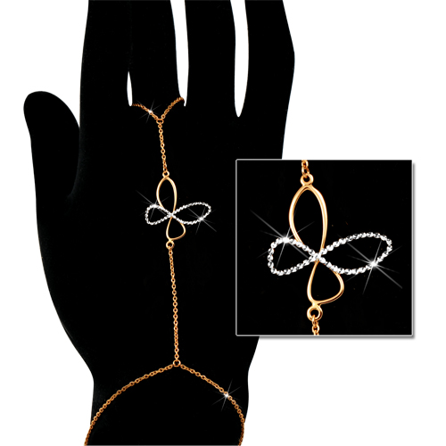 Золотой слейв-браслет "бабочка" с алмазной гранью