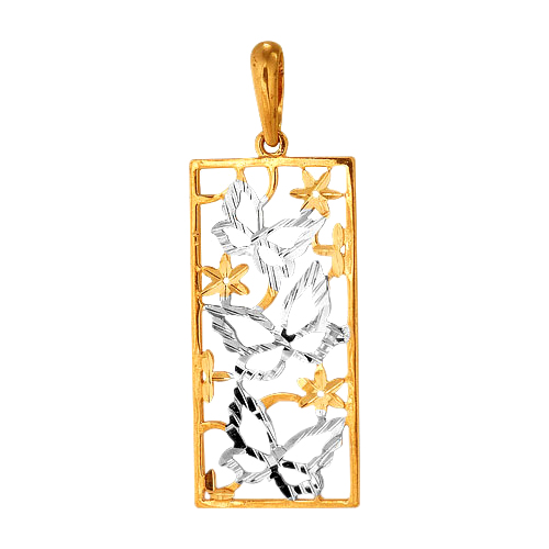 Золотая подвеска "бабочки" с алмазной гранью