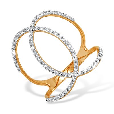 Винтажное кольцо из золота с фианитами