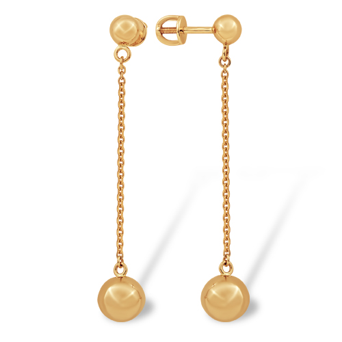 Золотые серьги-цепочки с шарами