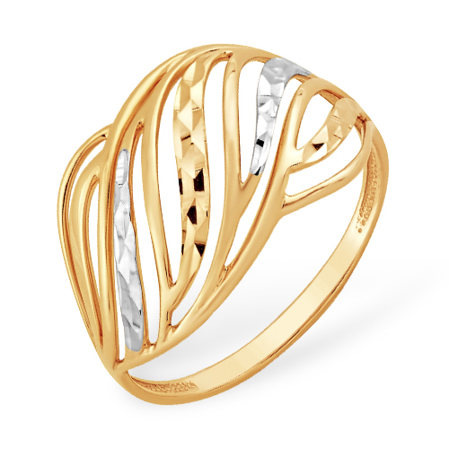 Кольцо из красного и белого золота с алмазной гранью