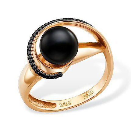 Купить золотое кольцо с чёрным жемчугом, модель 0330410944