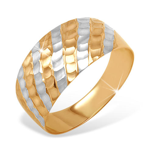 Золотое кольцо "чалма" с алмазной гранью