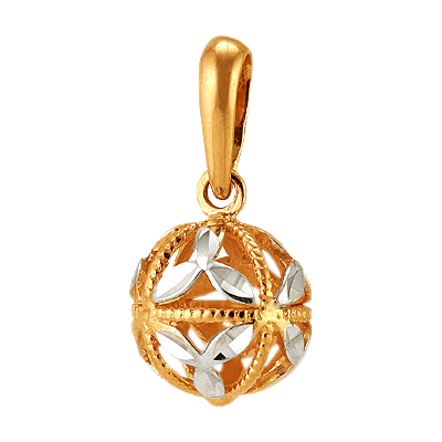 Подвеска "шарик" из золота с алмазной гранью