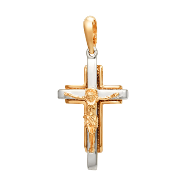 Золотой крестик из комбинированного золота