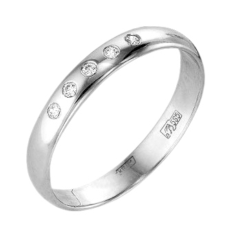 Обручальное кольцо из белого золота с фианитами