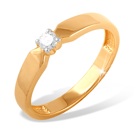 Золотое кольцо на помолвку с бриллиантом