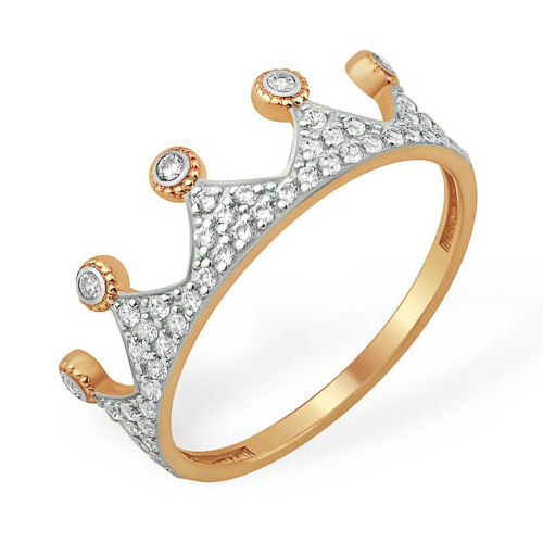 Кольцо "корона" с россыпью фианитов