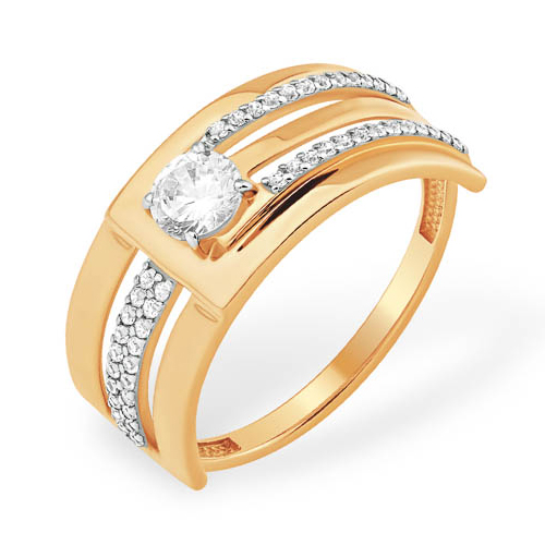 Стильное кольцо из золота с фианитами