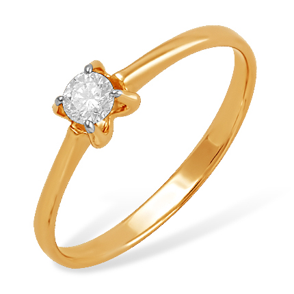 Золотое кольцо для помолвки с бриллиантом