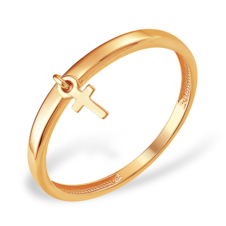 Тонкое золотое кольцо с подвесным крестом