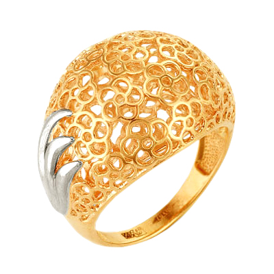 Кольцо из белого и красного золота с алмазной гранью