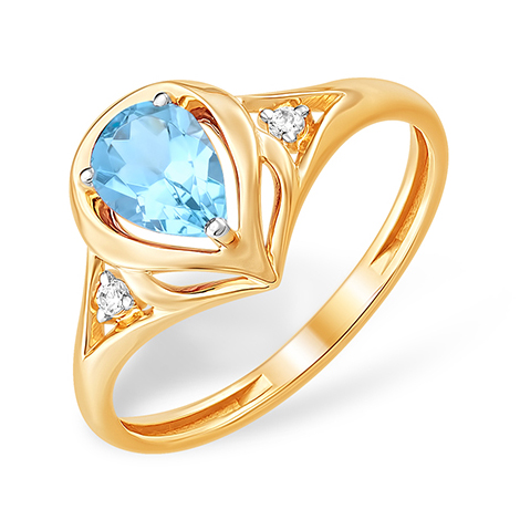 Золотое кольцо с голубым топазом 