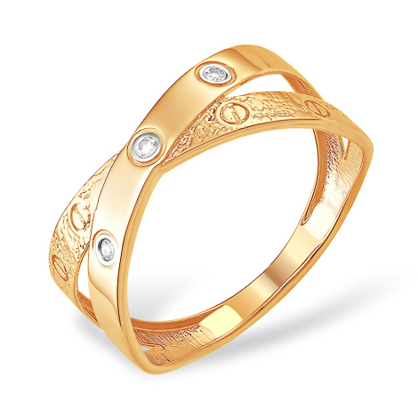 Золотое переплетённое кольцо 