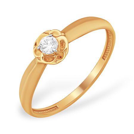 Золотое кольцо с кристаллом Сваровски