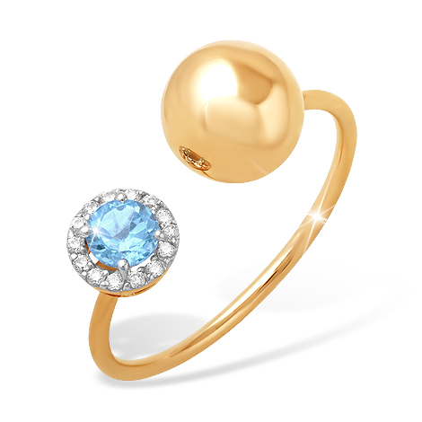 Золотое кольцо в стиле Диор с топазом