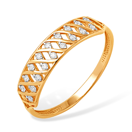 Классическое кольцо из золота с фианитами