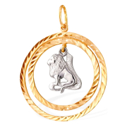 Подвеска знак зодиака "лев" из красного и белого золота