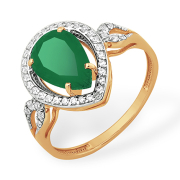Золотое кольцо с крупным зелёным агатом