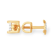 Серьги-пусеты "буква Е" из золота с фианитами