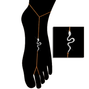Золотой браслет на ногу "анклет" в форме змеи с фианитами