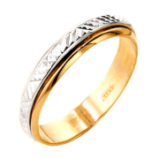 Обручальное кольцо из белого и красного золота с алмазной гранью
