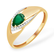 Лёгкое кольцо с зелёным агатом