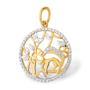 Подвеска знак зодиака "телец" из золота с фианитами