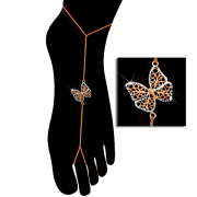 Браслет на ногу "анклет" из золота в форме бабочки с алмазной гранью