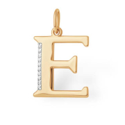 Золотая подвеска буква "Е"