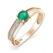 Золотое кольцо с зелёным агатом и фианитовой дорожкой