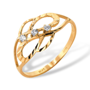 Кольцо из золота с фианитами и алмазной гранью