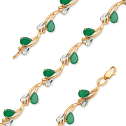 Элегантный браслет "веточка" с зелёным агатом и фианитами