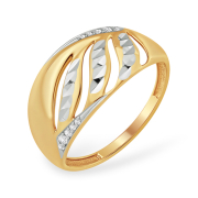 Женское кольцо с алмазной гранью и фианитами