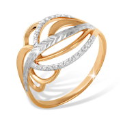 Кольцо из золота с фианитами и алмазной гранью