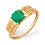 Золоте кольцо с зелёным агатом бриолет
