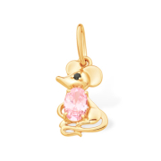 Подвеска из золота "мышка" с розовым фианитом