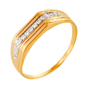Мужское кольцо из красного золота с фианитами